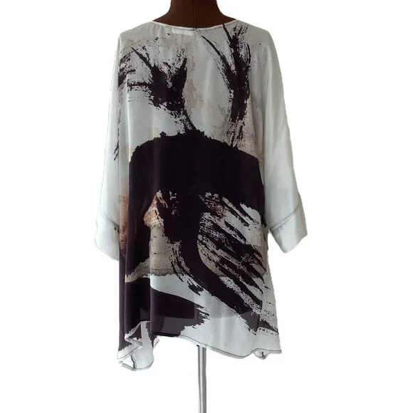 Flowy Silk Abstract Print Tunic - Picture 6 of 6